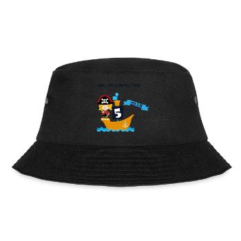 Geburtstagsshirt 5 Jahre Junge Pirat Piraten - Bucket Hat - Schwarz - Vorne - Lela (165cm)