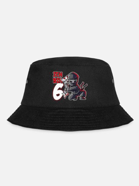 Kinder Ninja Sechster Geburtstag roter Ninja 6 - Bucket Hat - Schwarz