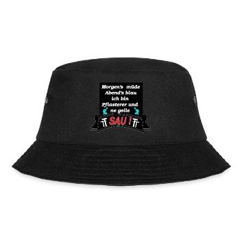 Morgens müde Abends Blau ich bin Plasterer - Bucket Hat - Schwarz - Vorne - Lela (165cm)