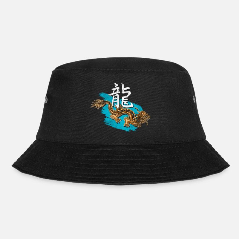 Drache mit chinesischen Schirftzeichen - Bucket Hat - Schwarz