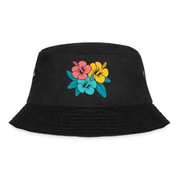 Blumenstrauß Hibiskusblüten, Illustration oberedel - Bucket Hat - Schwarz - Vorne - Lela (165cm)