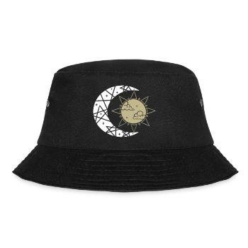 Geometrische Sonne und Mond in Harmonie - Bucket Hat - Schwarz - Vorne - Lela (165cm)