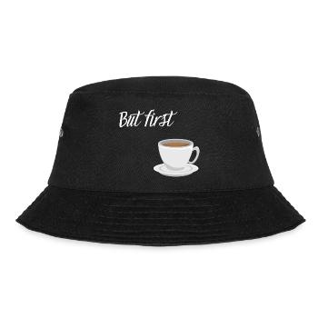 First Coffee - Kaffee-Design - Bucket Hat - Schwarz - Vorne - Lela (165cm)