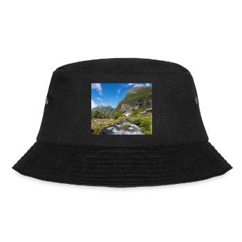 Geiranger panorama Storseterfossen Norwegen - Bucket Hat - Schwarz - Vorne - Lela (165cm)