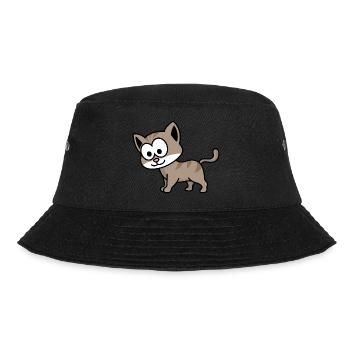 Katze Comic Tier - Bucket Hat - Schwarz - Vorne - Lela (165cm)
