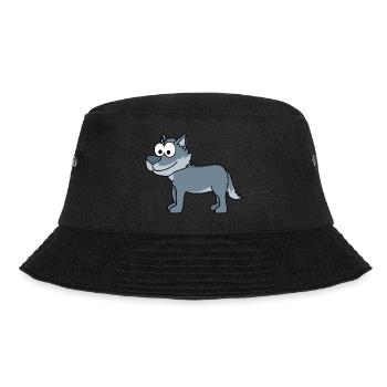 Wolf Comic Tier - Bucket Hat - Schwarz - Vorne - Lela (165cm)