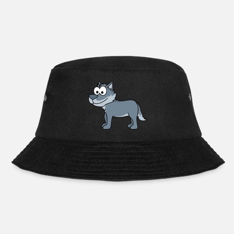 Wolf Comic Animal - Bucket Hat - black