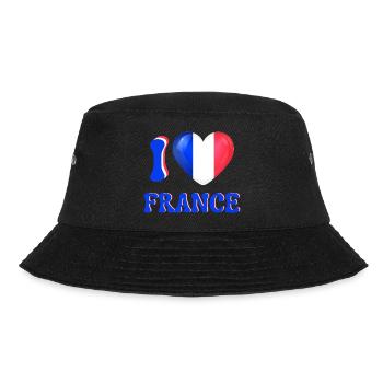 I love France Blue White Red Flag Heart - Bucket Hat - black - Front - Lela (165cm)