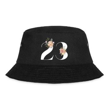 Blumen zum 23-jährigen Jubiläum (Geschenk von 23 Jahren) - Bucket Hat - Schwarz - Vorne - Lela (165cm)