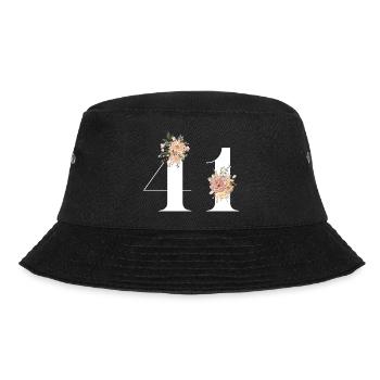 Blumen zum 41-jährigen Jubiläum (Geschenk von 41 Jahren) - Bucket Hat - Schwarz - Vorne - Lela (165cm)