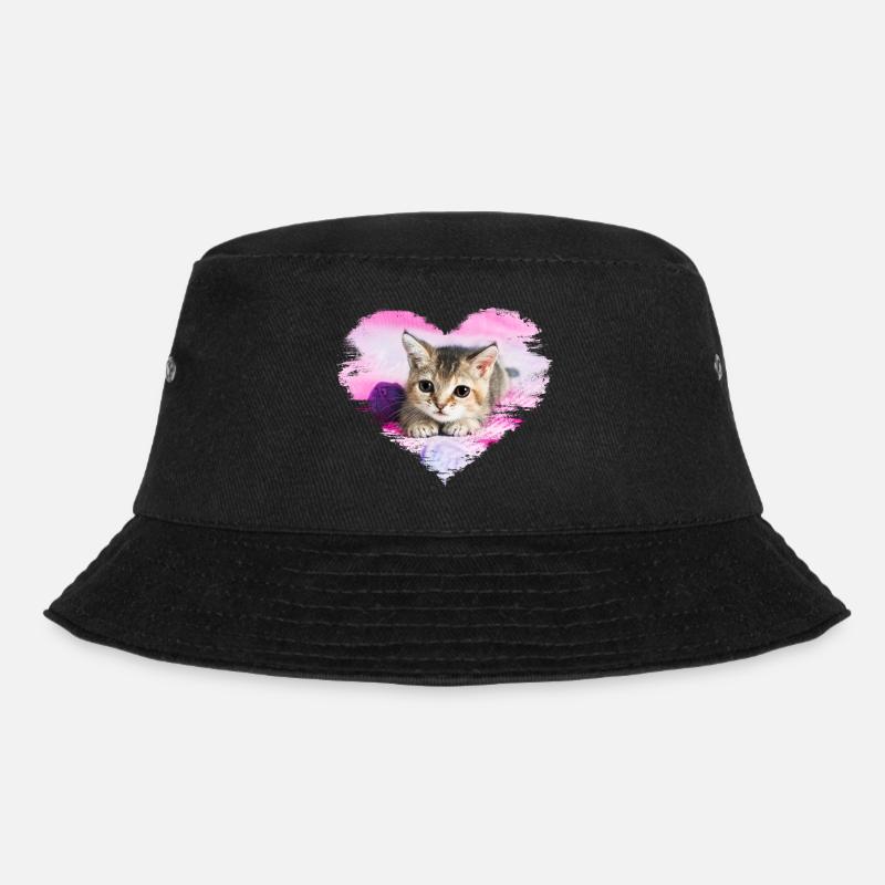 süßes Kätzchen im Herzen - Bucket Hat - Schwarz