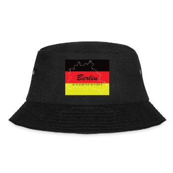 Berlin - Hauptstadt mit GPS-Koordinaten & Flagge - Bucket Hat - Schwarz - Vorne - Lela (165cm)