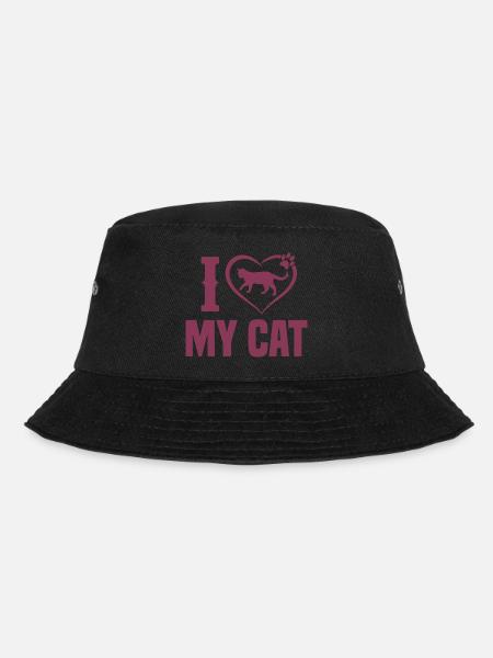 Katze Liebe Love Tier Geschenk Pet Cats Mom Tshirt - Bucket Hat - Schwarz