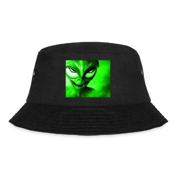 Alien with Sharp Teeth Design - Green - Bucket Hat - black - Front - Lela (165cm)