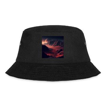 Berglandschaft, Berg, Sonnenuntergang, Mond, Welt - Bucket Hat - Schwarz - Vorne - Lela (165cm)