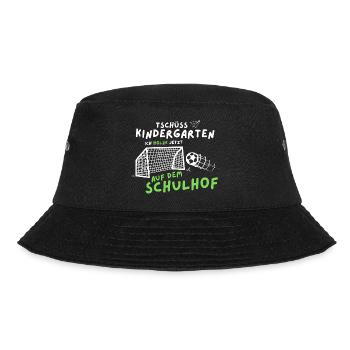 Schulanfang, Schulkind, Einschulung, Fußball - Bucket Hat - Schwarz - Vorne - Lela (165cm)