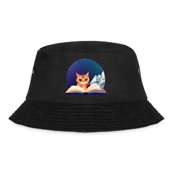 Kätzchen Bücher Katze Lesen Kater Buch Hauskatze - Bucket Hat - Schwarz - Vorne - Lela (165cm)