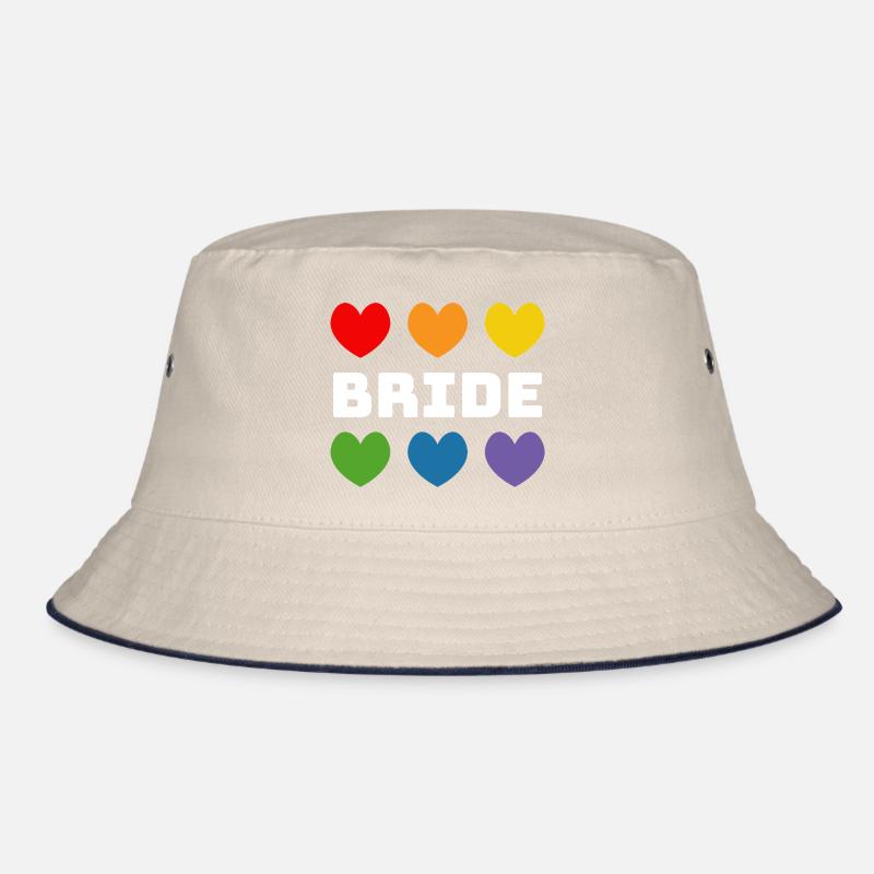Regenbogenherzchen Bride weiss Bucket Hat