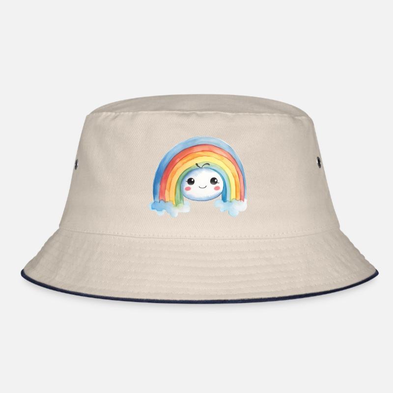 Regenbogen Wasserfarben Zeichnung Bucket Hat