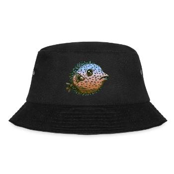 Kugelfisch mit giftigen Stacheln als Fisch im Meer - Bucket Hat - Schwarz - Vorne - Lela (165cm)