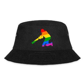 Cricket Spieler mit Regenbogen Geschenkidee - Bucket Hat - Schwarz - Vorne - Lela (165cm)