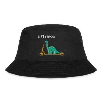 Cute Dino Little Dinosaur Blue with scooter - Bucket Hat - black - Front - Lela (165cm)