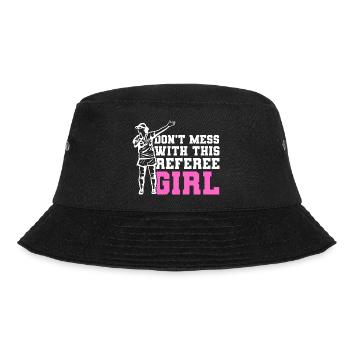 Fußball Schiedsrichterin - Bucket Hat - Schwarz - Vorne - Lela (165cm)