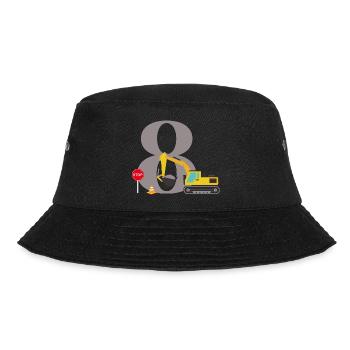 Bagger zum 8-jährigen Jubiläum - Bucket Hat - Schwarz - Vorne - Lela (165cm)