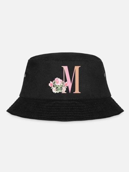 Buchstabe M mit Blumen - Bucket Hat - Schwarz