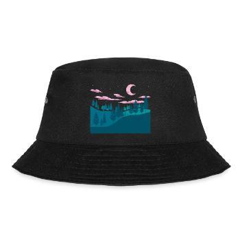 Crescent Moon Forest Trees Landscape Gift Nature - Bucket Hat - black - Front - Lela (165cm)