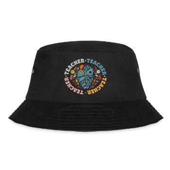 Funny Hippie Teacher Back To School Teacher Day - Bucket Hat - black - Front - Lela (165cm)
