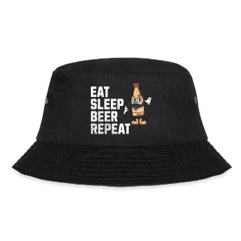 Essen, Schlafen, Bier, Wiederholen: Das Leben eines Bierliebhabers - Bucket Hat - Schwarz - Vorne - Lela (165cm)