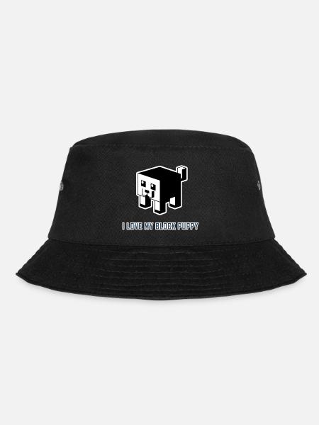 I love my Block Puppy: Cubic Dog - Bucket Hat - black