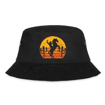Texas Rodeo Gift Retro Sunset Cowboy - Bucket Hat - black - Front - Lela (165cm)