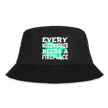 wood woodworking lumberjack present idea - Bucket Hat - Schwarz - Vorne - Lela (165cm)
