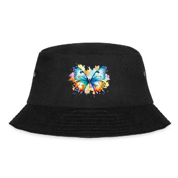 Schmetterling Bunt Farbenfroh Schön Kunst Natur - Bucket Hat - Schwarz - Vorne - Lela (165cm)