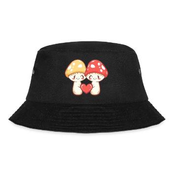 Mushrooms Couple Love Heart Funny - Bucket Hat - black - Front - Lela (165cm)