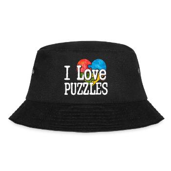 I Love Puzzles Piece Jigsaw Puzzle - Bucket Hat - black - Front - Lela (165cm)