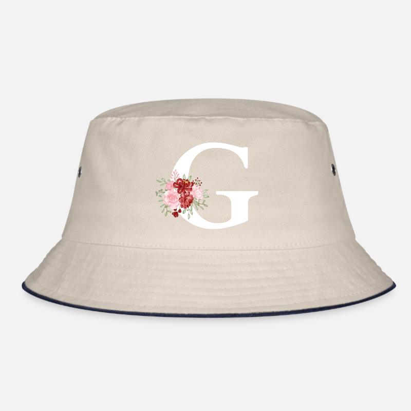 Roter Blumenbuchstabe G Bucket Hat