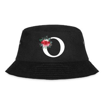 Roter Blumenbuchstabe O - Bucket Hat - Schwarz - Vorne - Lela (165cm)