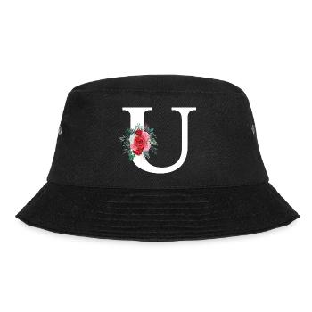 Red Floral U Letter - Bucket Hat - black - Front - Lela (165cm)