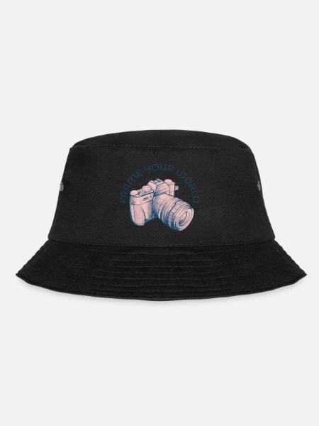 Eine rosa Kamerazeichnung - Logo - Bucket Hat - Schwarz