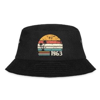 1963 Geburtstagsgeschenk - Made in 1963 Retro 1963 - Bucket Hat - Schwarz - Vorne - Lela (165cm)