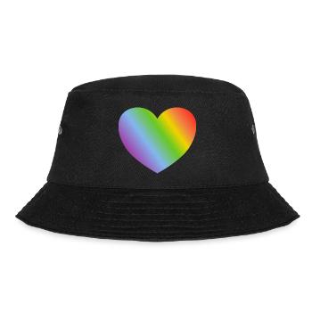 Regenbogen-Herz - Bucket Hat - Schwarz - Vorne - Lela (165cm)