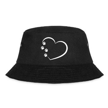 Heart with Paws Gift for Dog Lover - Bucket Hat - black - Front - Lela (165cm)