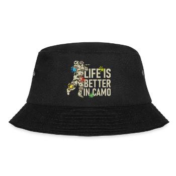 Life is Better in Camo Tactical Player Paintball - Bucket Hat - Schwarz - Vorne - Lela (165cm)