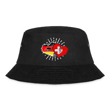 Deutschland Schweiz Herzen Länderspiel Fußball - Bucket Hat - Schwarz - Vorne - Lela (165cm)