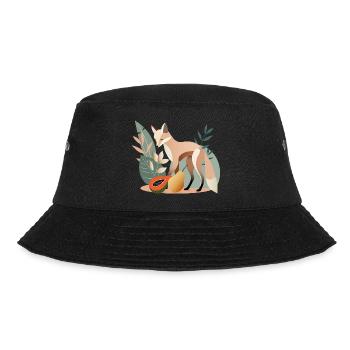 Eleganter Fuchs mit tropischen Früchten - Bucket Hat - Schwarz - Vorne - Lela (165cm)