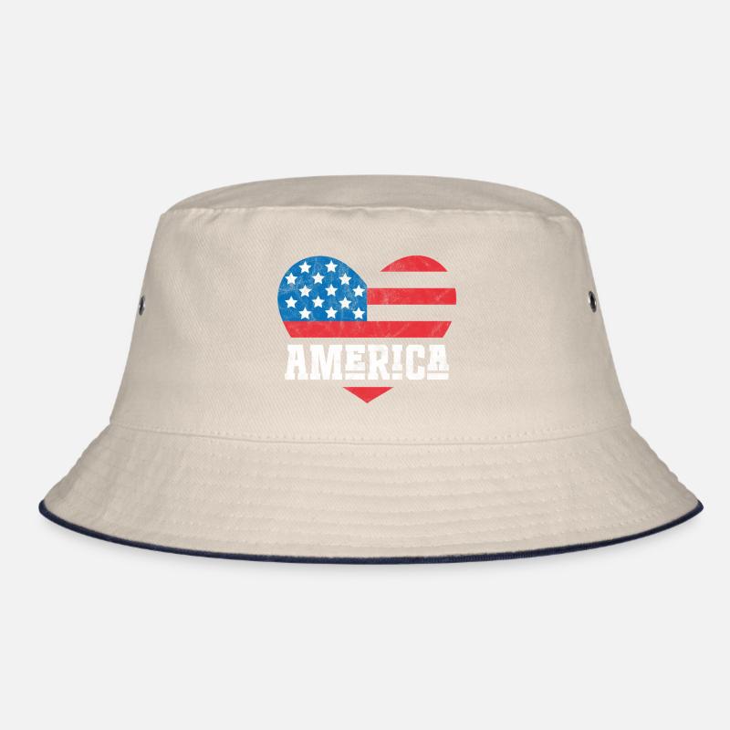 Amerika Flagge Herz Bucket Hat