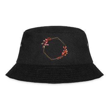 Golden hexagon with red and orange flowers - Bucket Hat - black - Front - Lela (165cm)